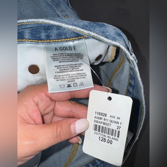 AGOLDE Quinn High-Rise Frayed Denim Jean Mini Skirt NWT - Picture 7 of 11